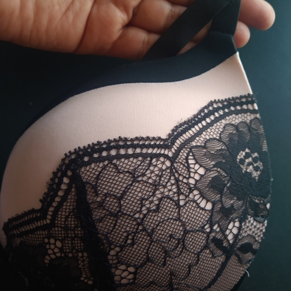 Maidenform Light Pink & Black Front Lace Padded Bra 34D - Picture 4 of 6